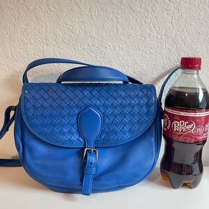 Bottega Veneta Vibrant Blue Woven Crossbody Bag